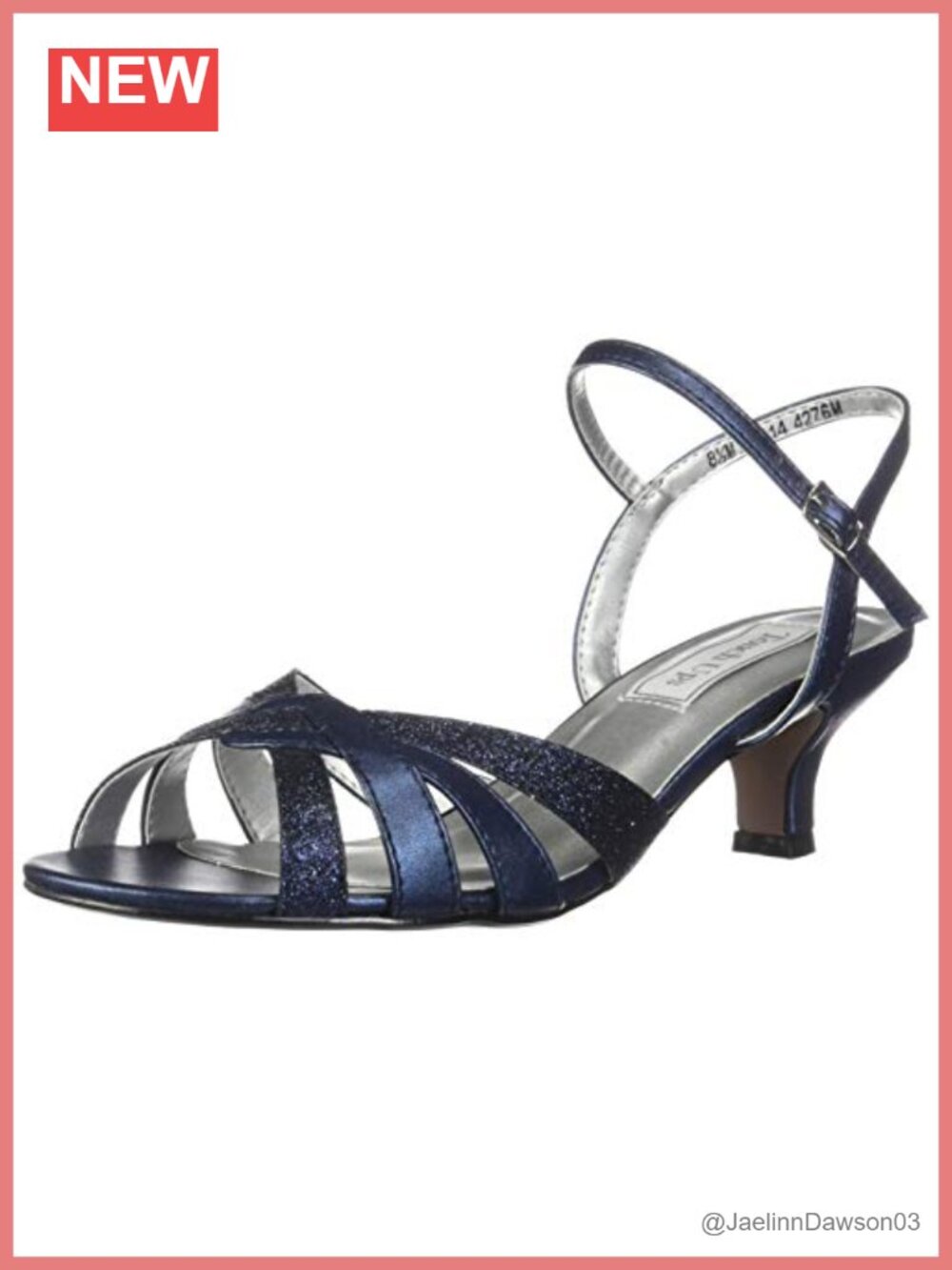 Faux Leather Slingback Open Toe Glitter Rhinestone Stacked Heel Sandals